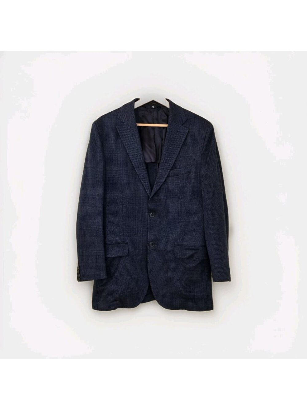Massimo Dutti Blazer Mens 38R / EU 48 Blue Houndstooth Plaid Italian Fabric Edgy
